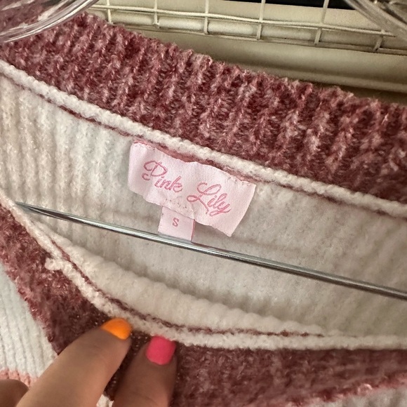 PINK Lily Mocha/White Colorblock Sweater - Picture 3 of 6